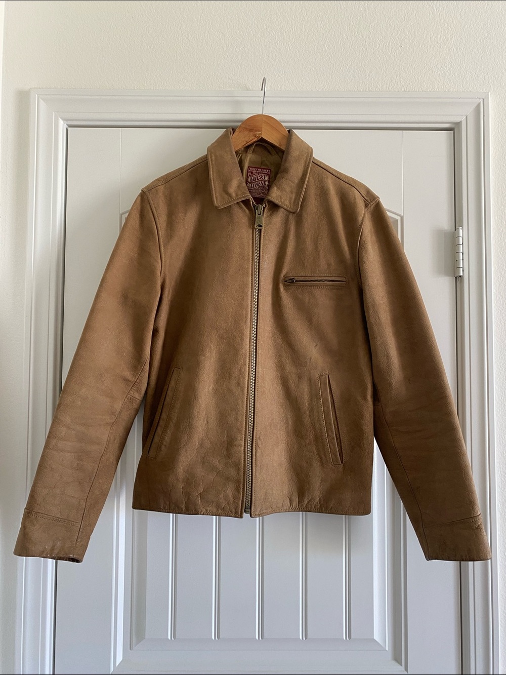 Lucky Brand Men's Tan Leather Zip-Front Jacket
